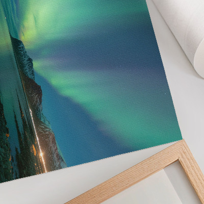 Vintage poszter Aurora Borealis a tenger felett, varázslatos hangulat