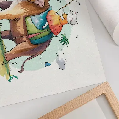 Poszter macska és mamut fantázia témájú természet varázslat illusztráció