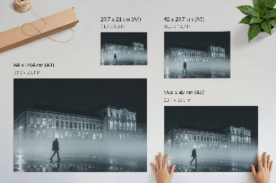 Poszter nyomtatás Éjszakai város köd monumentális épület