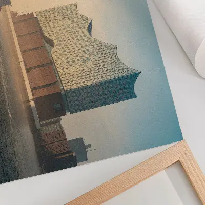 Poszter nyomtatás modern építészet vízi ösvénnyel mintával