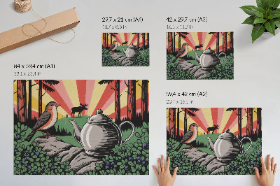 Poszter Dinamikus, részletgazdag erdei jelenet