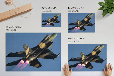 Vintage poszter Sugárhajtású repülőgép intenzív színű égbolt
