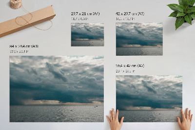 Poszter nyomtatás Viharos égbolt egy űrrel teli óceán felett