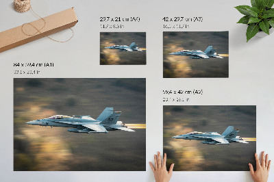 Poszter Egy modern vadászgép dinamikus repülésben