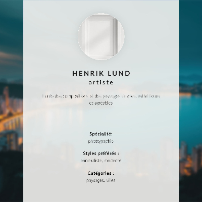 Poszter Éjszakai kilátás a városra a víz felett, világító felhőkarcolók