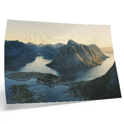 Poszter Fjordok, hegyek, víz, naplemente, a természet harmóniája