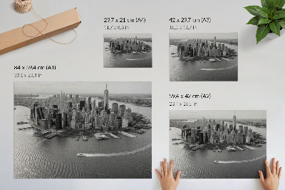 Vintage poszter Modern panoráma a városi felhőkarcolókról