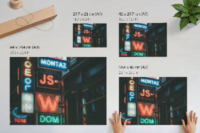 Poszter nyomtatás Színes neonreklámok esti hangulatban
