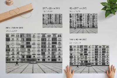 Vintage poszter Egy modern épület erkéllyel és egy térrel