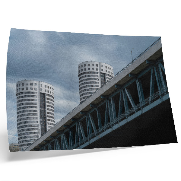 Vintage poszter Híd és felhőkarcolók modernitás szimmetria elegancia