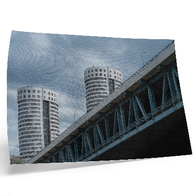 Vintage poszter Híd és felhőkarcolók modernitás szimmetria elegancia