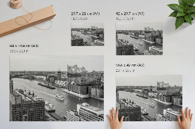 Poszter nyomtatás Modern város folyó ikonikus építészet