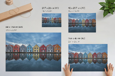 Poszter nyomtatás Színes házak modern stílusú szimmetria