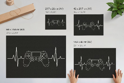 Poszter Minimalista játéktéma fekete-fehér szív