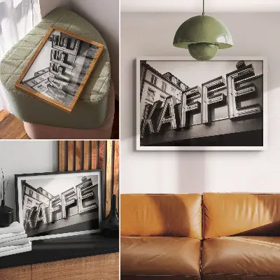 Vintage poszter neon minimalista városi stílusú kerettel