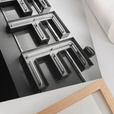 Vintage poszter neon minimalista városi stílusú kerettel