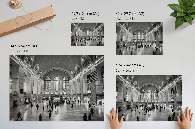 Poszter nyomtatás Elegáns belső tér nagy ablakokkal és központi lépcsővel