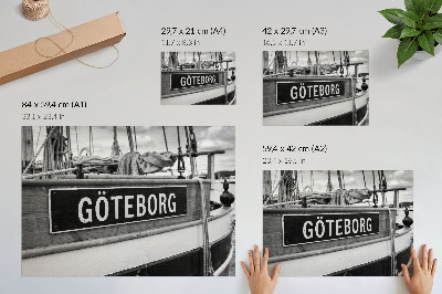 Vintage poszter Egy fekete-fehér retro hajó részlete