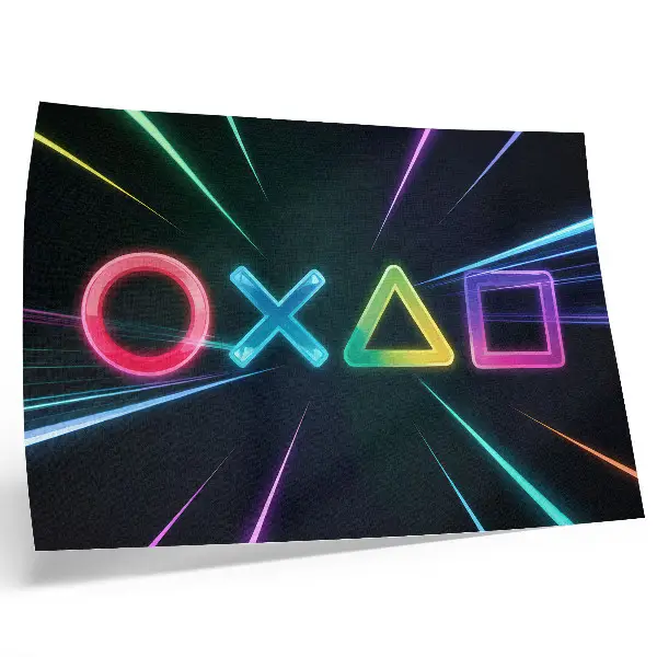 Neon geometriai alakzatok mozgásban vintage poszter