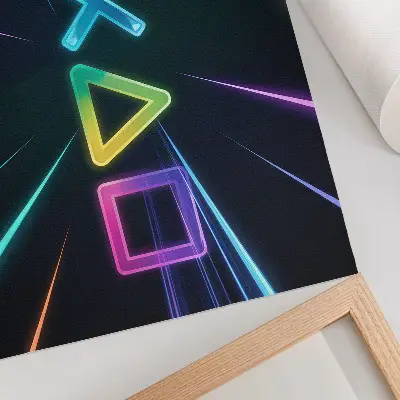 Neon geometriai alakzatok mozgásban vintage poszter