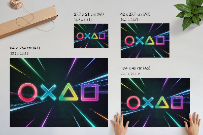 Vintage poszter Neon geometriai alakzatok mozgásban