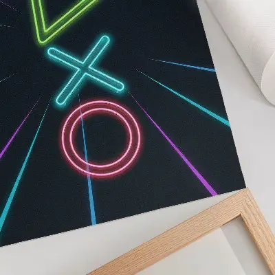 Poszter nyomtatás neon formák dinamikus színekkel futurisztikus stílusban