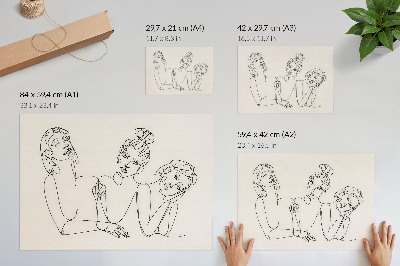 Poszter Fekete-fehér vonalak, finomság, a szereplők intimitása