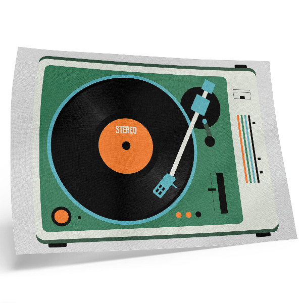 Vintage poszter Retro gramofon kontrasztos geometrikus színekkel