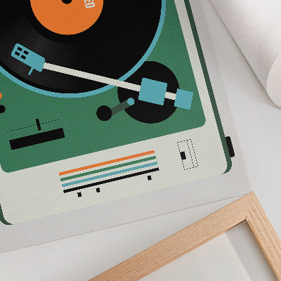 Vintage poszter Retro gramofon kontrasztos geometrikus színekkel