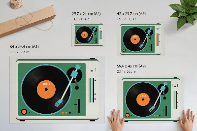 Vintage poszter Retro gramofon kontrasztos geometrikus színekkel