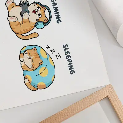 Vintage poszter vicces macskás illusztráció aranyos mókás mintával