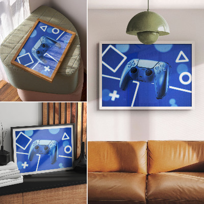 Poszter nyomtatás Játékvezérlő kék geometrikus háttér