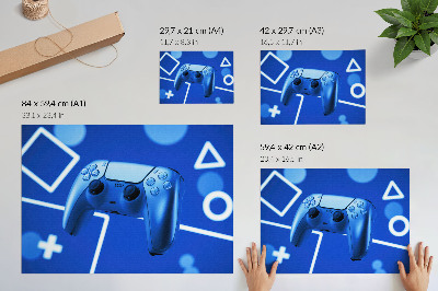 Poszter nyomtatás Játékvezérlő kék geometrikus háttér