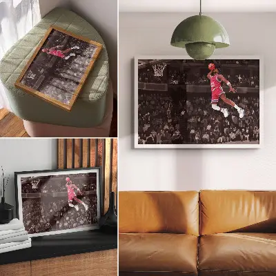 Poszter sportdinamika kontrasztos színek illusztrációval
