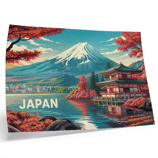 Poszter nyomtatás Színekkel teli tó, hegy, japán táj