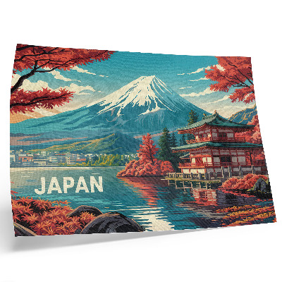Poszter nyomtatás Színekkel teli tó, hegy, japán táj