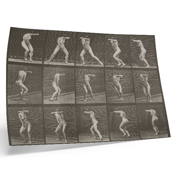 Vintage poszter 73. számú tábla. Meglepetten megfordul és elmenekül (1887), Eadweard Muybridge