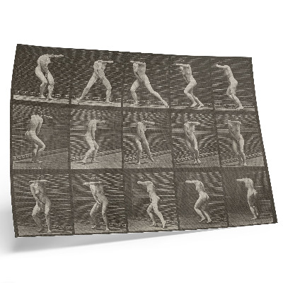Vintage poszter 73. számú tábla. Meglepetten megfordul és elmenekül (1887), Eadweard Muybridge