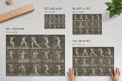 Vintage poszter 73. számú tábla. Meglepetten megfordul és elmenekül (1887), Eadweard Muybridge