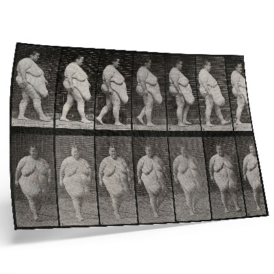 Vintage poszter Túlsúlyos nő sétál. Eadweard Muybridge fototípiája, 1887