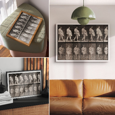 Vintage poszter Túlsúlyos nő sétál. Eadweard Muybridge fototípiája, 1887