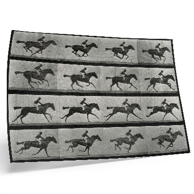 Poszter nyomtatás Vágtázó ló és lovasa. Eadweard Muybridge fotója, 1887