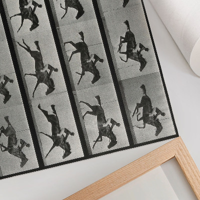 Poszter nyomtatás Vágtázó ló és lovasa. Eadweard Muybridge fotója, 1887