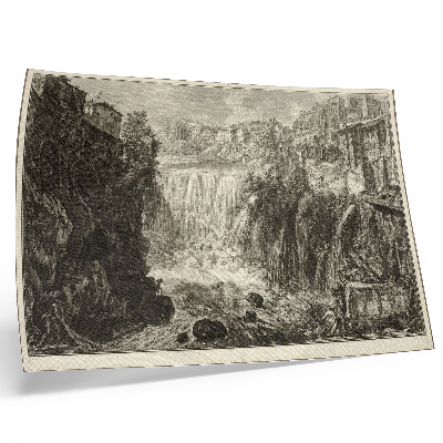 Vintage poszter Kilátás a Tivoli Grand Cascade-jára, a Róma kilátásaiból, Giovanni Battista Piranesi