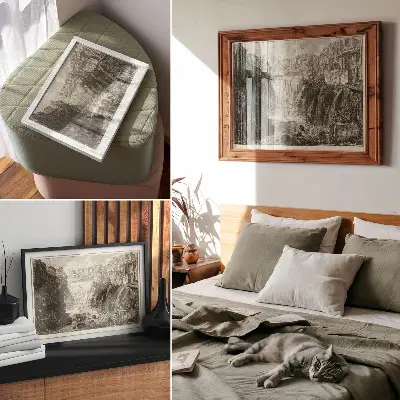 Vintage poszter Giovanni Battista Piranesi: Kilátás a tivolii Nagy-vízesésre a római kilátások sorozatból