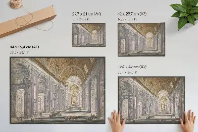 Poszter Gezicht op het interieur van de Sint Pietersbasiliek te Vaticaanstad, ismeretlen szerző és Giovanni Battista Piranesi