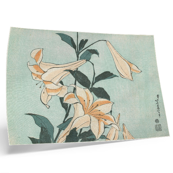 Poszter nyomtatás Liliomok (kb. 1833–1834) nagy felbontásban, Katsushika Hokusai
