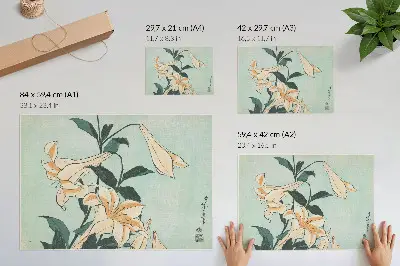 Katsushika Hokusai: Liliomok poszter nyomtatás nagy felbontású művészeti reprodukció (kb. 1833–1834)