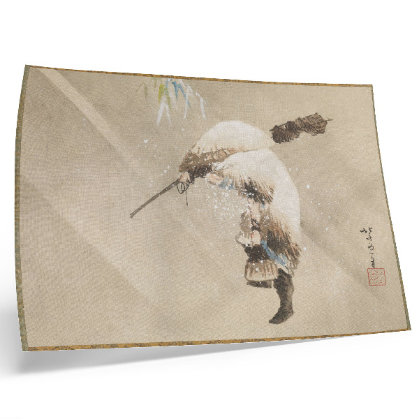 Poszter Hálót hordozó halász a hóban (kb. 1821) nagy felbontásban, készítette: Katsushika Hokusai