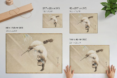 Poszter Hálót hordozó halász a hóban (kb. 1821) nagy felbontásban, készítette: Katsushika Hokusai